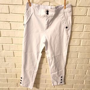 Sabrina Lauren White Button-Accent Pants 14